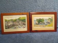 JOBLOT x2 CROSS STITCH PICTURES ~ Cornwall Newquay/Port St Isaac - handmade,sp.B