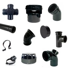 110mm BLACK SOIL PIPE FITTINGS  PUSHFIT  Bend  Access Boss Reducer  Vent