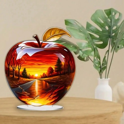 Crystal apple figurine - figurine, glass