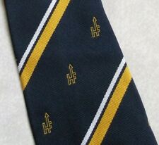 Tie Necktie Mens Vintage CRESTED Club Association Society Navy Gold Striped 