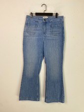 FatFace Fly Blue Wash Flared Jeans Light High Rise Stretch Retro Look UK 14S