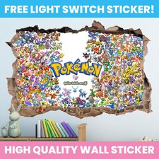 POKEMON HOLE IN WALL STICKER PERSONALISED DECAL DECOR KIDS BEDROOM DECORATION