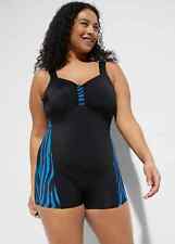 Freemans Black & Blue Boyleg Swimsuit in PLUS SIZES   (FJ50-11)