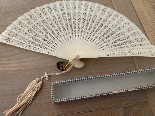 Vintage folding opera fan - vintage,