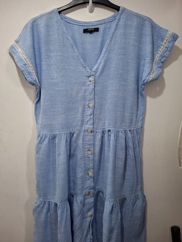 Next blue linen mix dress - linen, size