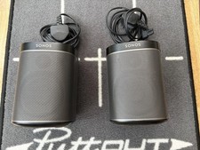 Pair of Sonos Play1 Wireless Smart Speakers Black/Grey with Cable/Plug Working