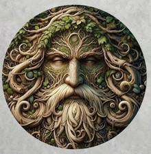 Green man leafy tree face - green,