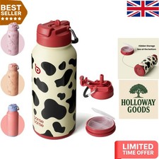 950ml Stainless Steel Sports Bottle with Straw & Pill Box for Active Lifestyle