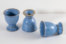 3x Denby Stoneware Colonial Blue Footed Egg Cups, excellent condition
