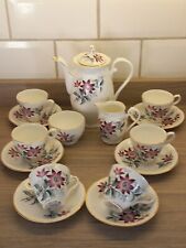 Pretty Vintage Royal Grafton 15 Piece Coffee Set- Fine Bone China Floral Pattern