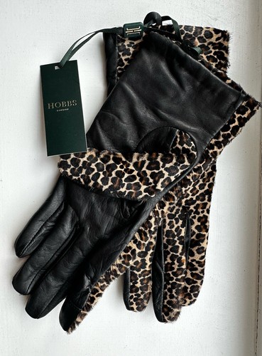 Black leather gloves with - black,