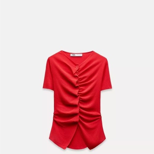 Zara red ruffled front - ruffled,