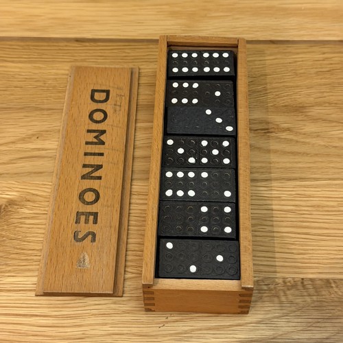 Vintage black plastic dominoes - black,