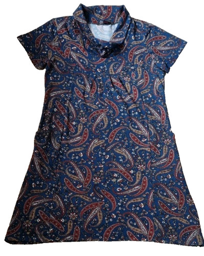 Paisley navy blue dress cowl - paisley,