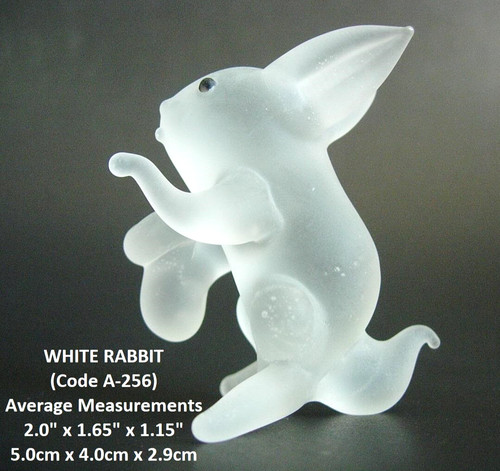 White miniature glass rabbit - white,