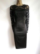 Coast black metallic lace wiggle pencil dress size 14