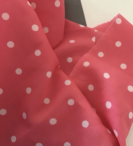 Pink polka dot polyester - pink, fluid