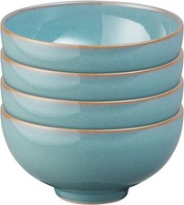 Denby - Azure Blue Rice Bowls Set of 4 - Dishwasher Microwave Safe Crockery 480