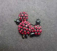 Black Poodle Red Crystal W/
