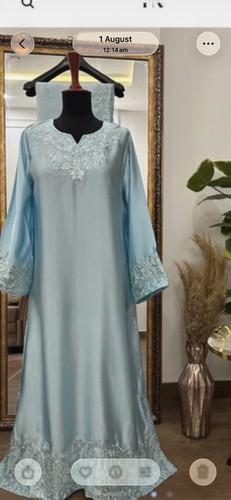 100 silk blue embroidered - blue,