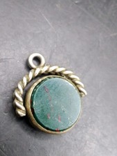 White Metal Spinning Watch Fob Bloodstone