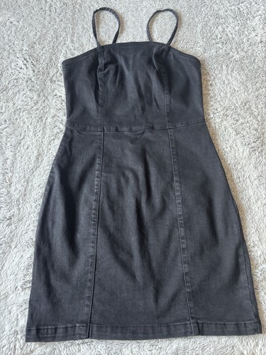 Black denim dress strappy - dress, mini