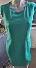 Next Petite Green Dress Office Work Wear Size 12 UK Knee Length