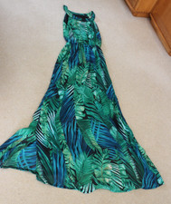 Tenki Smart silky floaty Blue green sleeveless maxi  Dress size 12 worn once