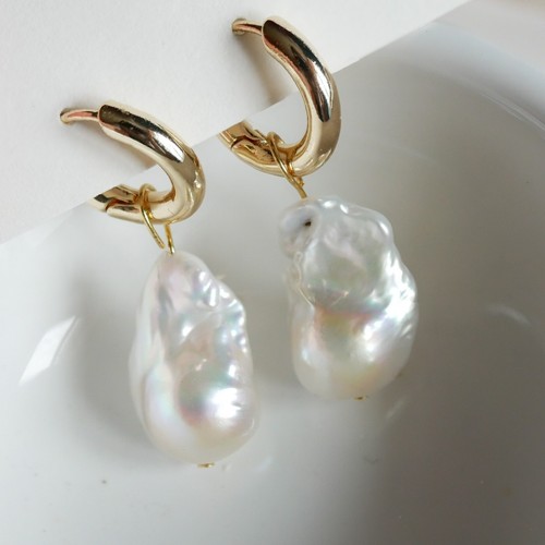 Huggie hoop pearl earrings - huggie,