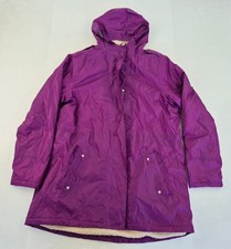 COTTON TRADERS Coat 14 Purple Women's Fleece Lined 100% Polyester Hooded Parka