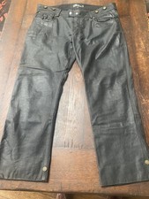 German Lined Leather Motorcycle Trousers Size 38/40 W x 26 L , VGC & Quality