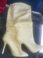 Knee High Boots Size 6 Cream