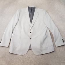 M&S Mens Jacket 50L Grey Blazer Casual 2 Button Soft Workwear Smart Light