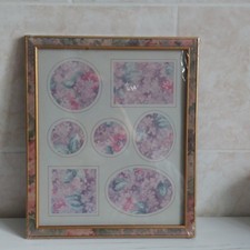 Vintage Boots Multi Aperture Photo Frame Wood Gilt Floral Holds 7 Photos Retro