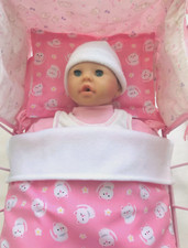 Dolls Pram Cot Bedding Set  Fluffy White Kittens  Fits Baby Annabell &Baby Born
