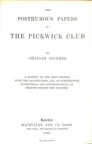 The posthumous papers - the,