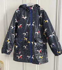 Joules Girls Horse & Polka Dot Print Blue Raincoat Fleece Lined Age 7 Years
