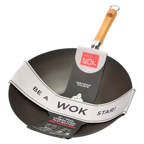 Carbon steel wok with - 12",