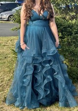 Peacock Blue Prom Dress Fits Upto Size 12