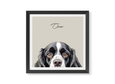 Black Springer Spaniel with Custom Name Wall Art Poster Print 12x12" Unframed