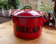 Large Red Enamel Round Bread
