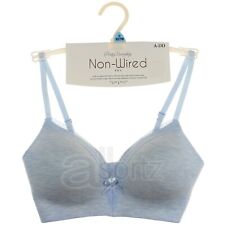 Ladies Non Wired Padded Bra Blue Marl Bra Wire Free Teenage Supersoft Lace Girls