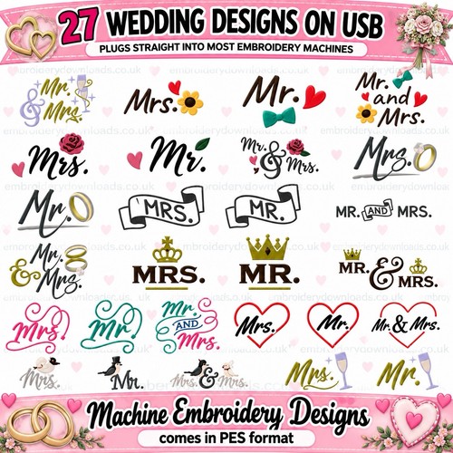 Mrs wedding pes designs - mr,