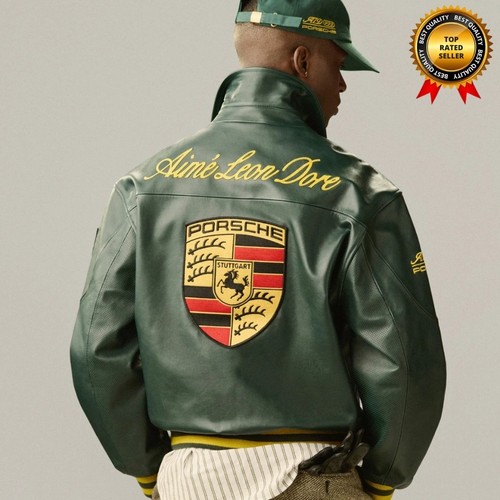 Men green leather racing - men's,