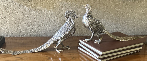 Pair large silver plated - of,
