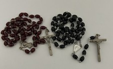 Italian Rosary Beads Prayer Black Red Crucifix Mediation Comfort Religious x 2
