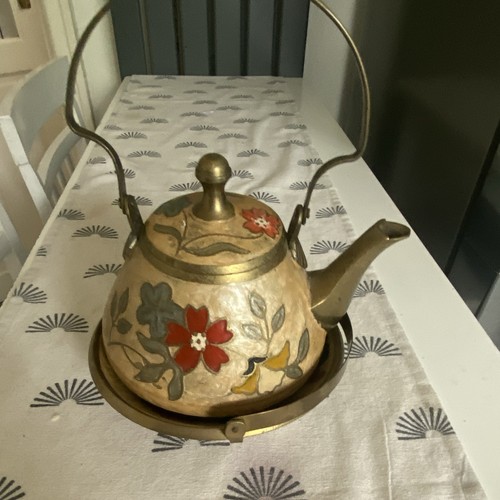 Brass tea kettle with - tea,