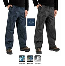 Mens Womens Unisex Storm Packaway Waterproof Rain Over Trousers Pac In Bag S-3XL