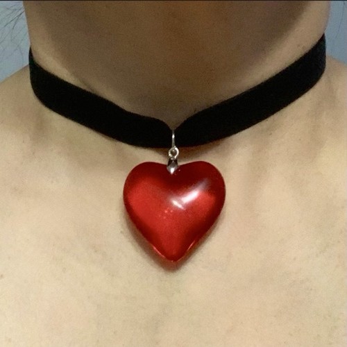Red heart choker velvet - red, choker,