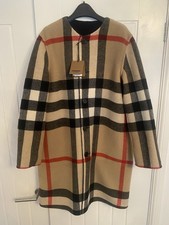 Burberry Tisbury Reversible Vintage Check Navy Wool Coat UK Size 8